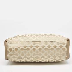 Pre Owned Coach Beige Signature Canvas and Leather Edie 31 Satchel