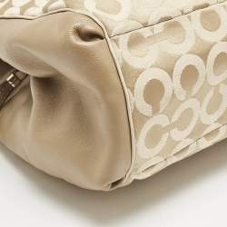 Pre Owned Coach Beige Signature Canvas and Leather Edie 31 Satchel