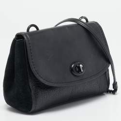 Coach Black Leather and Suede Faye Crossbody Bag
