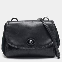 Coach Black Leather and Suede Faye Crossbody Bag
