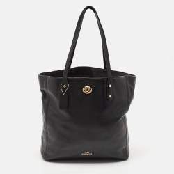 Coach Black Leather Town Tote