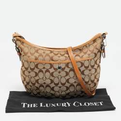 Coach Beige Signature Canvas and Leather Front Pocket Crossbody Bag