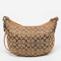 Coach Beige Signature Canvas and Leather Front Pocket Crossbody Bag