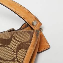 Coach Beige Signature Canvas and Leather Front Pocket Crossbody Bag
