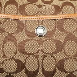 Coach Beige Signature Canvas and Leather Front Pocket Crossbody Bag