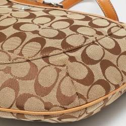 Coach Beige Signature Canvas and Leather Front Pocket Crossbody Bag