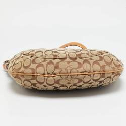 Coach Beige Signature Canvas and Leather Front Pocket Crossbody Bag