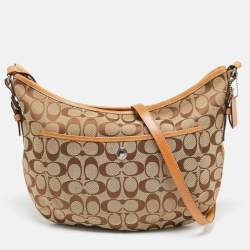 Coach Beige Signature Canvas and Leather Front Pocket Crossbody Bag