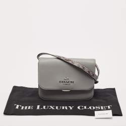Pre Owned Coach Grey Leather and Python Embossed Leather Brynn Flap Crossbody Bag