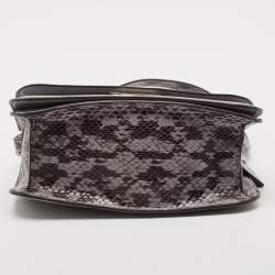 Pre Owned Coach Grey Leather and Python Embossed Leather Brynn Flap Crossbody Bag