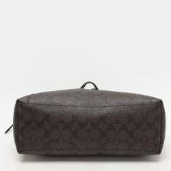 Coach Brown Signature Coated Canvas Ava Chain Tote