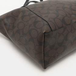Coach Brown Signature Coated Canvas Ava Chain Tote