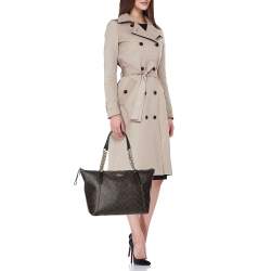Coach Brown Signature Coated Canvas Ava Chain Tote
