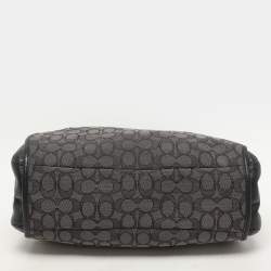 Coach Dark Grey/Black Signature Canvas and Leather Edie Hobo