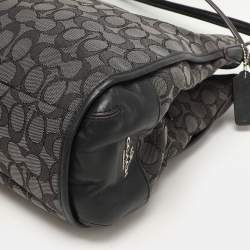 Coach Dark Grey/Black Signature Canvas and Leather Edie Hobo