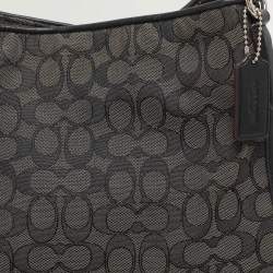 Coach Dark Grey/Black Signature Canvas and Leather Edie Hobo