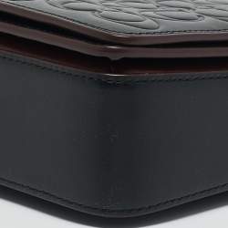 Pre Owned Coach Black Signature Embossed Leather Dinky Crossbody Bag