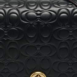 Pre Owned Coach Black Signature Embossed Leather Dinky Crossbody Bag
