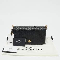 Pre Owned Coach Black Signature Embossed Leather Dinky Crossbody Bag