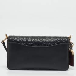 Pre Owned Coach Black Signature Embossed Leather Dinky Crossbody Bag