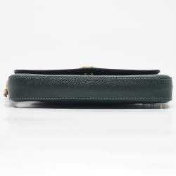 Coach Dark Green Leather Wyn Crossgrain Flap Crossbody Bag