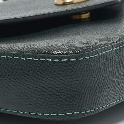 Coach Dark Green Leather Wyn Crossgrain Flap Crossbody Bag