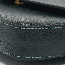 Coach Dark Green Leather Wyn Crossgrain Flap Crossbody Bag