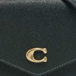 Coach Dark Green Leather Wyn Crossgrain Flap Crossbody Bag