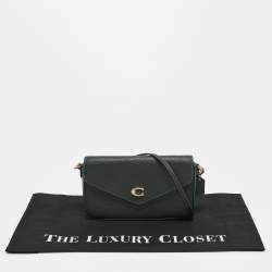 Coach Dark Green Leather Wyn Crossgrain Flap Crossbody Bag
