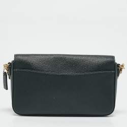 Coach Dark Green Leather Wyn Crossgrain Flap Crossbody Bag