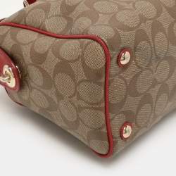 Coach Red/Beige Signature Coated Canvas and Leather Mini Bennett Satchel