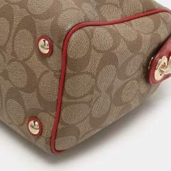 Coach Red/Beige Signature Coated Canvas and Leather Mini Bennett Satchel