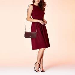 Coach Burgundy Signature Embossed Leather Dinky Crossbody Bag
