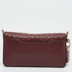 Coach Burgundy Signature Embossed Leather Dinky Crossbody Bag