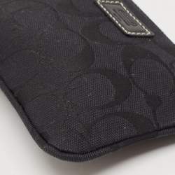Coach Black Signature Canvas and Leather Wristlet Clutch