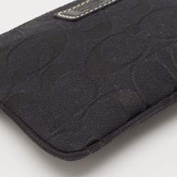 Coach Black Signature Canvas and Leather Wristlet Clutch