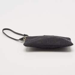 Coach Black Signature Canvas and Leather Wristlet Clutch