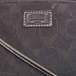 Coach Black Signature Canvas and Leather Wristlet Clutch