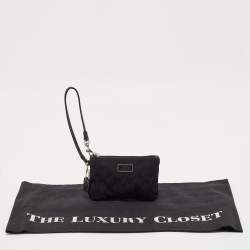 Coach Black Signature Canvas and Leather Wristlet Clutch