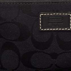 Coach Black Signature Canvas and Leather Wristlet Clutch