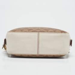 Coach White/Brown Signature Coated Canvas Camera Crossbody Bag