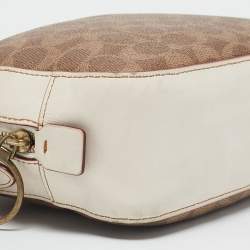 Coach White/Brown Signature Coated Canvas Camera Crossbody Bag