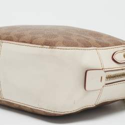 Coach White/Brown Signature Coated Canvas Camera Crossbody Bag