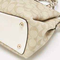 Coach Beige Signature Coated Canvas and Snake Print Leather Sage Carryall Satchel