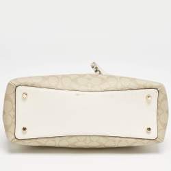 Coach Beige Signature Coated Canvas and Snake Print Leather Sage Carryall Satchel