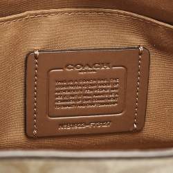 Coach Beige Signature Coated Canvas and Snake Print Leather Sage Carryall Satchel