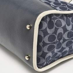 Coach Blue/White Signature Denim and Leather Dempsey Tote