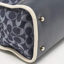 Coach Blue/White Signature Denim and Leather Dempsey Tote