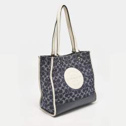 Coach Blue/White Signature Denim and Leather Dempsey Tote