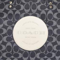 Coach Blue/White Signature Denim and Leather Dempsey Tote